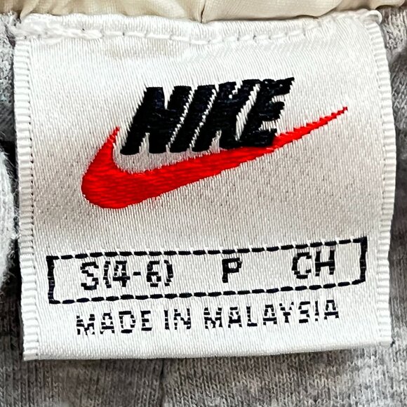 Vintage Nike Track Pants Womens Small Windbreaker Grey Lined Baggy Y2K Cream 90s - Picture 5 of 13
